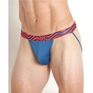 2(x)ist Men's Dark Blue Sexy Sliq Waves Jockstrap Y-Back Thong Underwear Size M